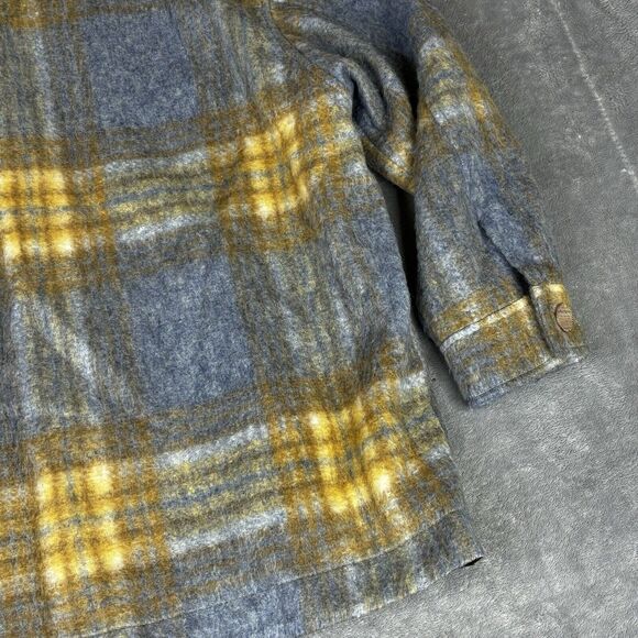 Zara Wool Blend Shirt Jacket Womens Medium Gray Yellow Oversized Button Shacket - Picture 10 of 12